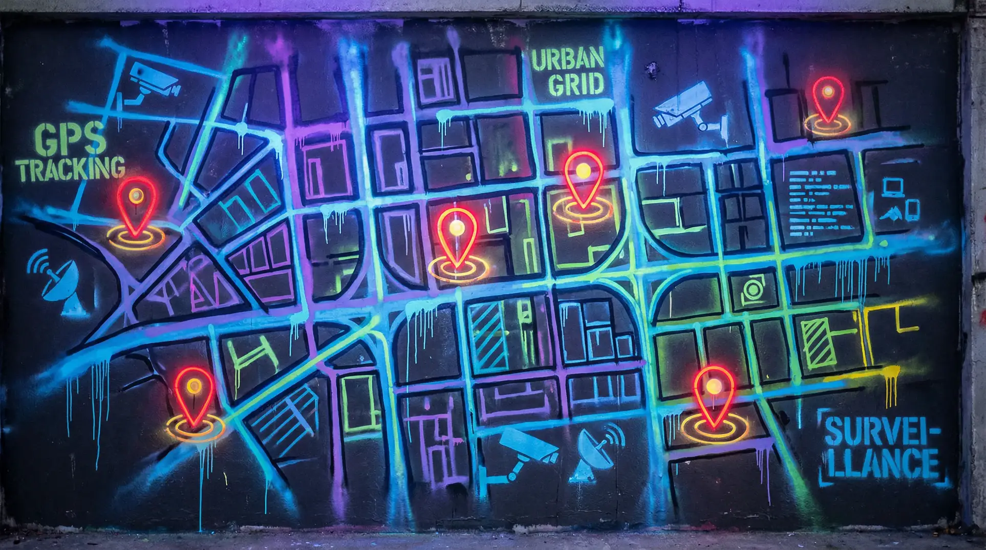 吞精 狗仔追踪地图 - 城市涂鸦风格
